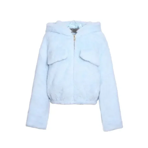 Faux fur jacket - ijs blauw
