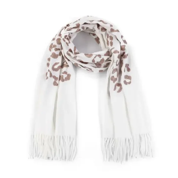 Wintersjaal embroidered leopard