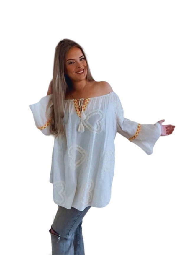 Blouse heart - beige