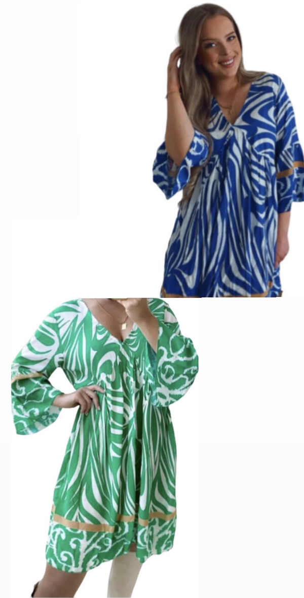 Combi DEAL ibiza dress groen & blauw