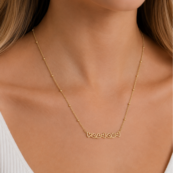 Little hearts ketting - Goud