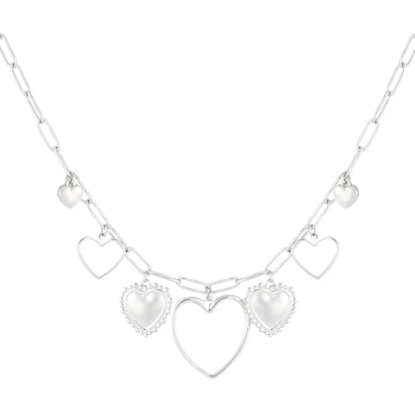 Open hearts ketting - Zilver