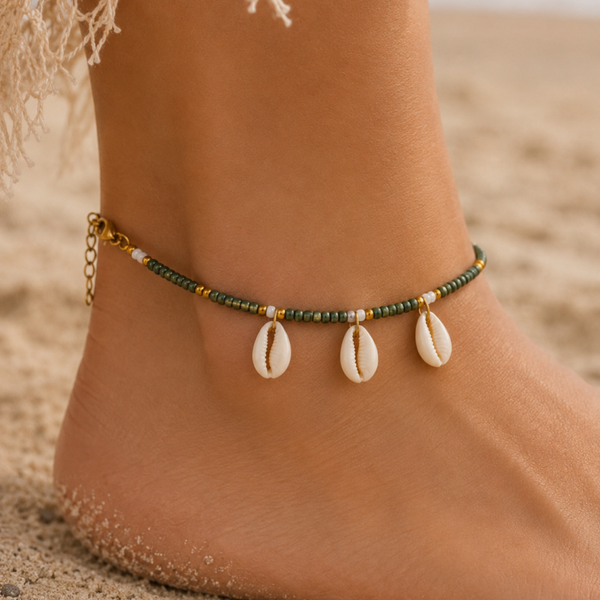 Handmade GLAM enkelbandje - Groen