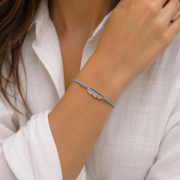 Blue feather armband - Goud