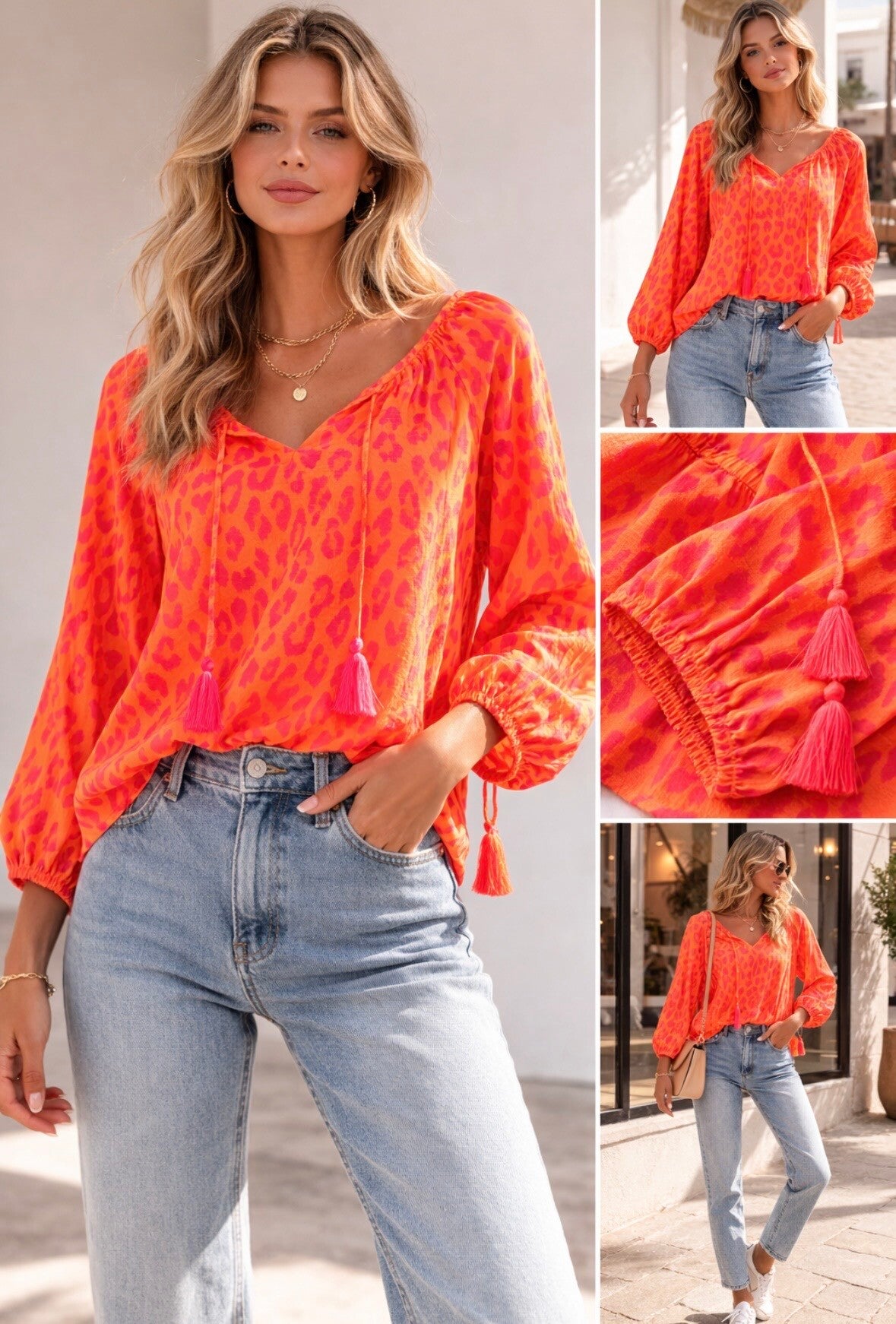 Blouse trendy Leo - Oranje