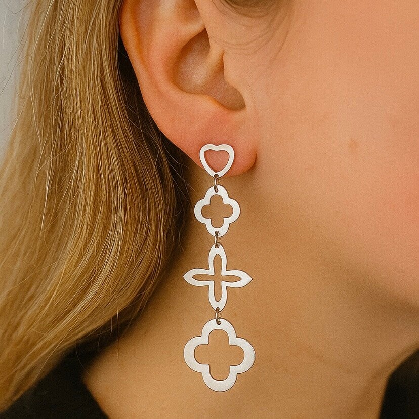 Statement Clover oorbellen - zilver