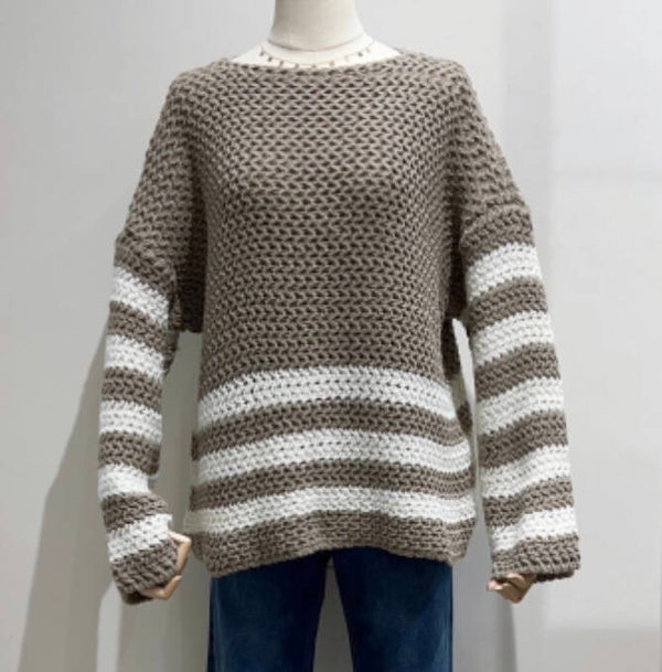 Trui Stripe - taupe en beige