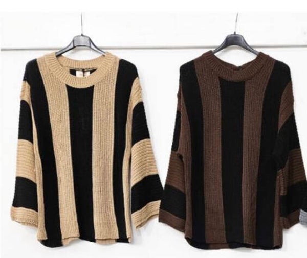 Trui streep - bruin of beige