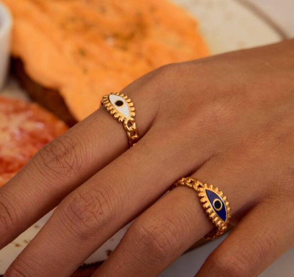 Retro eye ring - blauw