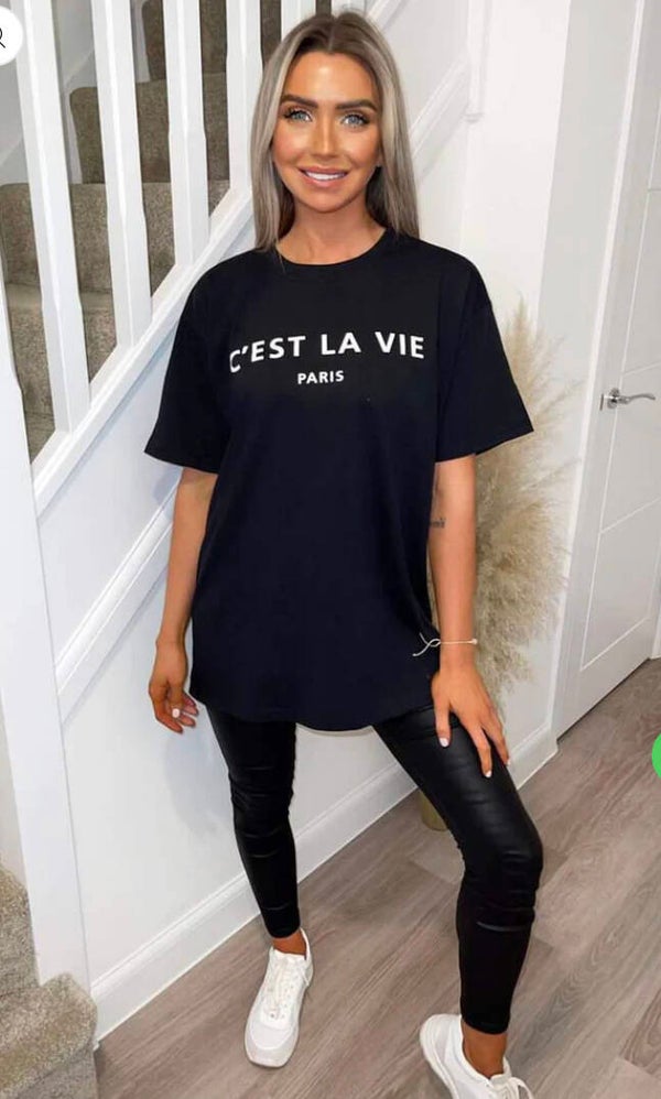 T-shirt Est La Vie - zwart