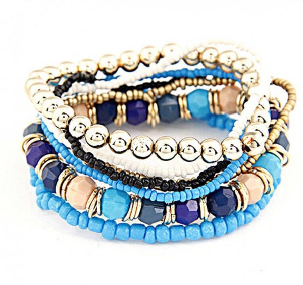 Boho armband set - blauw