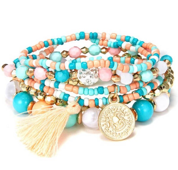 Boho armband set - blauw