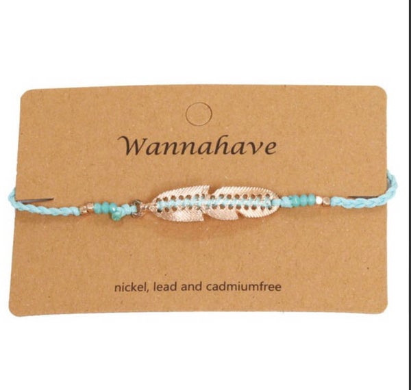 Armband feather - blauw