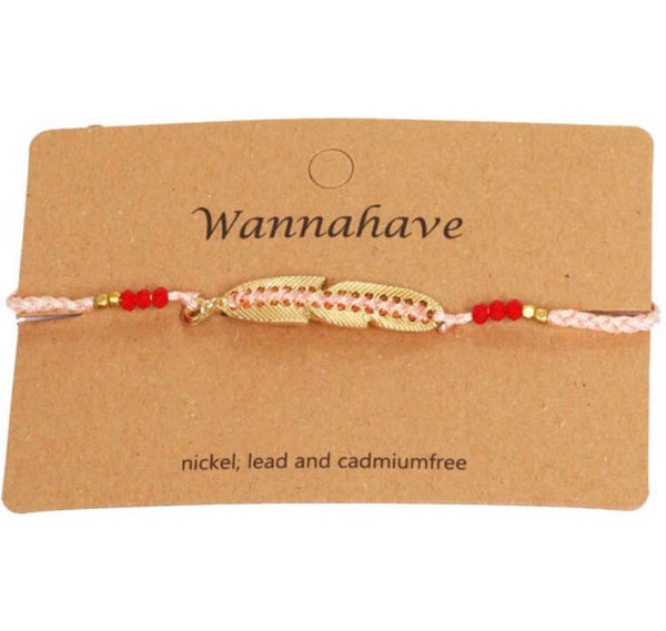 Armband feather - roze