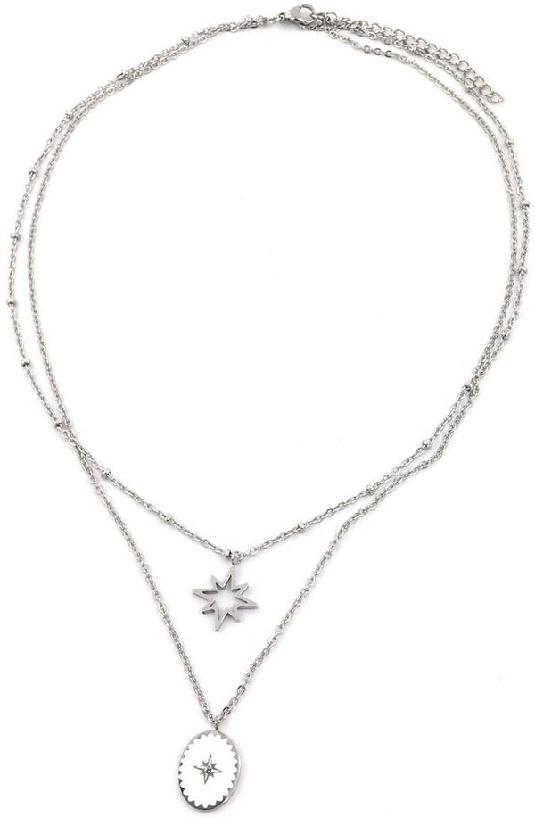 Layered star ketting - zilver
