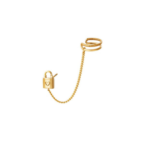 Lock earcuff goud
