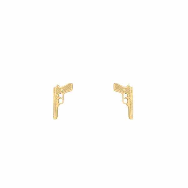 Mini gun oorbellen goud