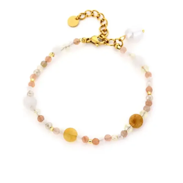 Armband nature stone - Goud