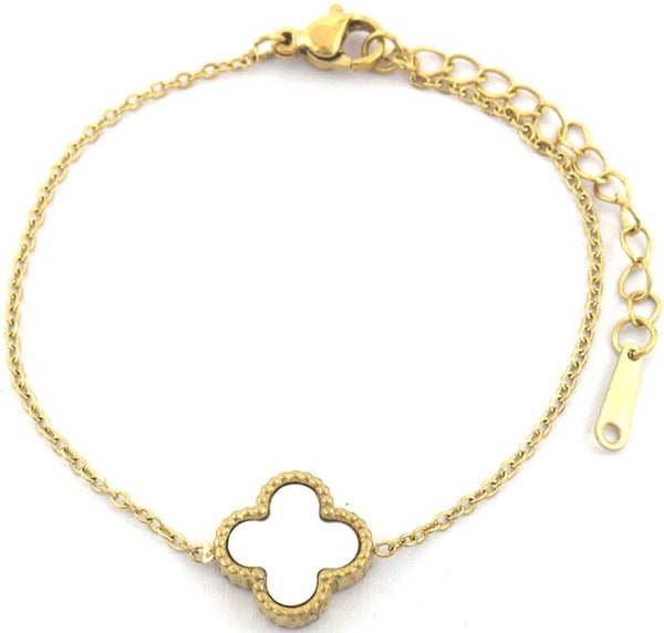 Armband one clover - wit/goud