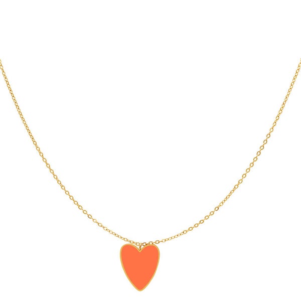 Orange heart ketting - goud
