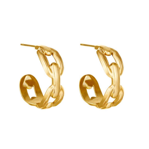 Oval chain oorbellen goud