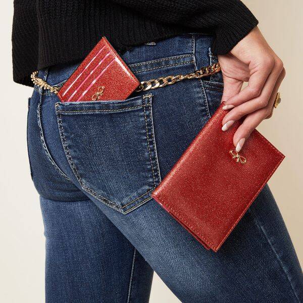 Paspoort houder glitter rood