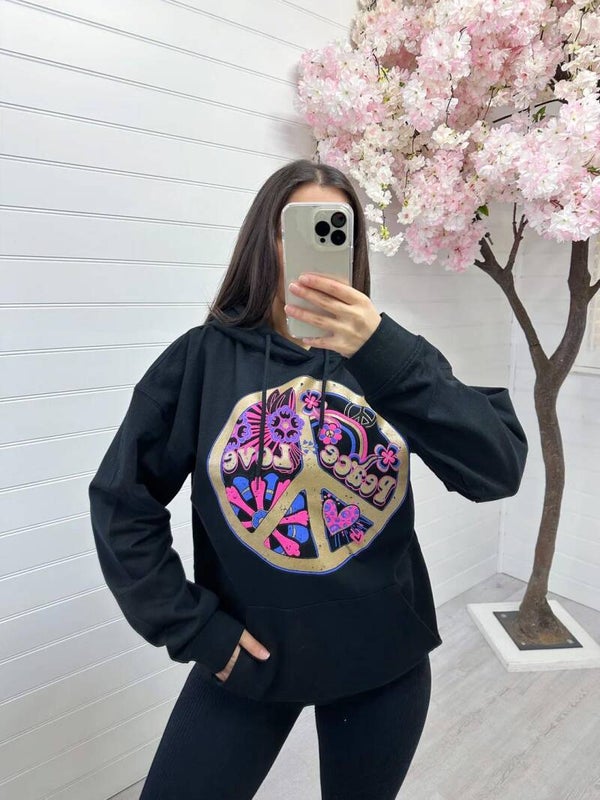 Peace Hoodie - zwart