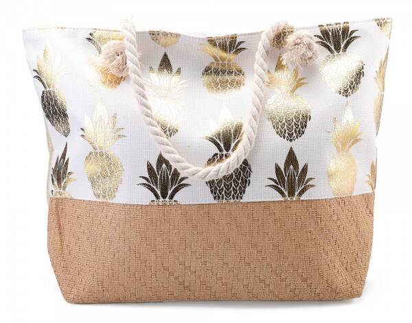 Strandtas pineapple - goud