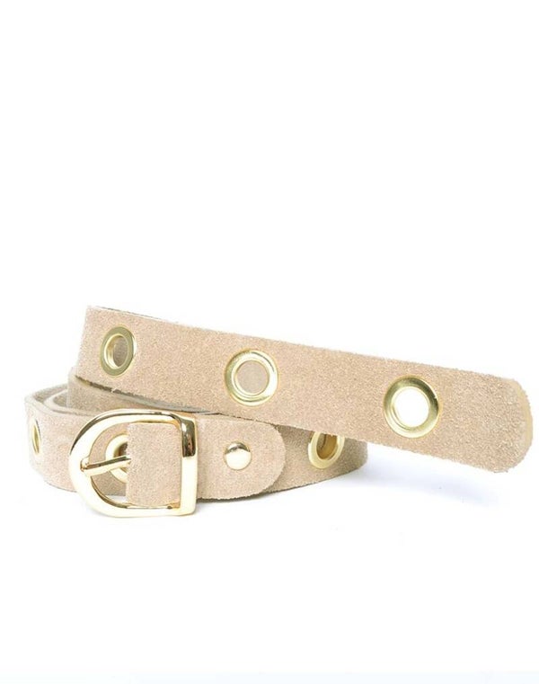 Suede riem beige