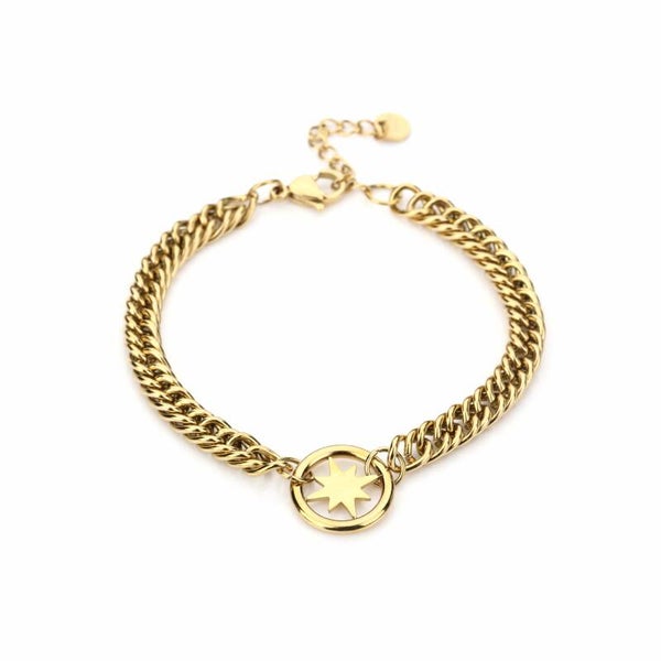 Round star armband goud