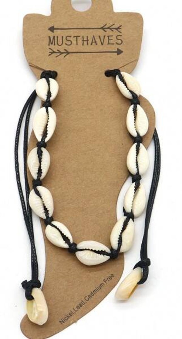 Shells enkelbandje zwart