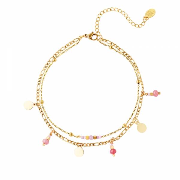 Summer pink enkelbandje goud