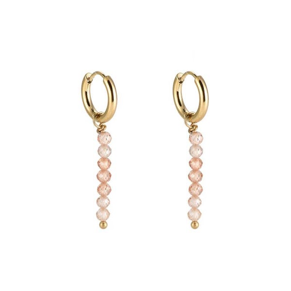Tiny beads oorbellen - beige