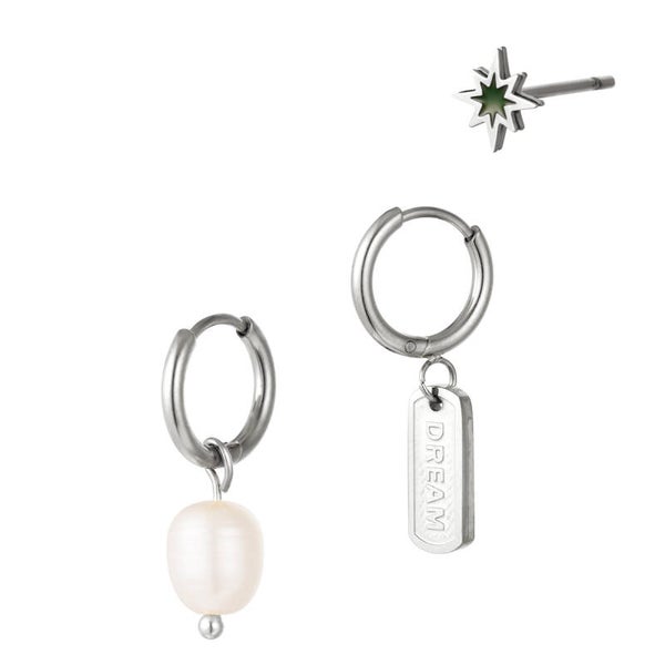 Trio set oorbellen zilver