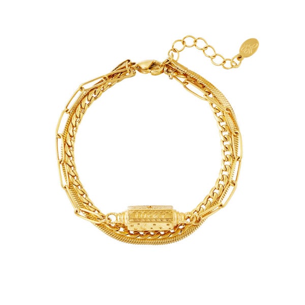 Triple chain armband goud
