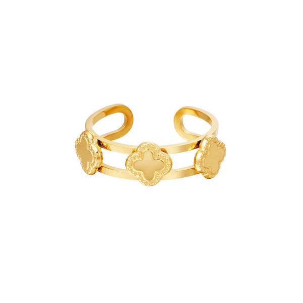 Triple clover ring goud