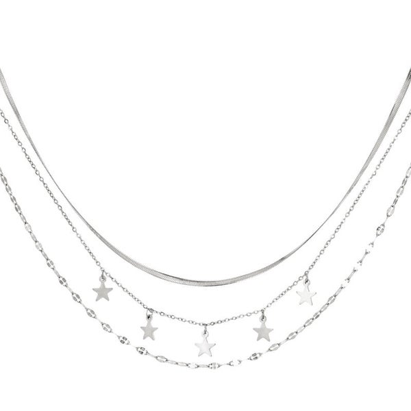 Triple star chain zilver