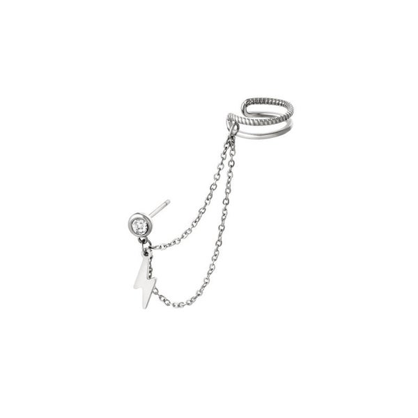 Lightning earcuff zilver