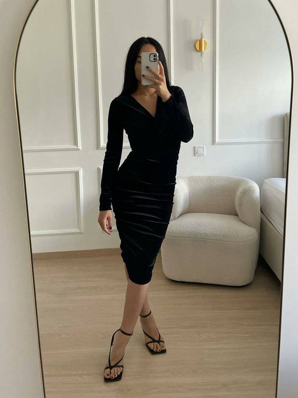 Velvet dress - zwart