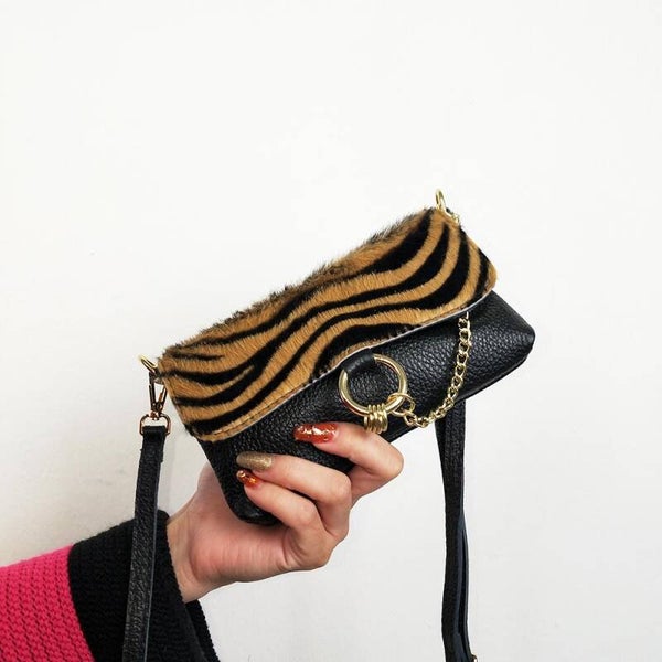 Zebra leather bag