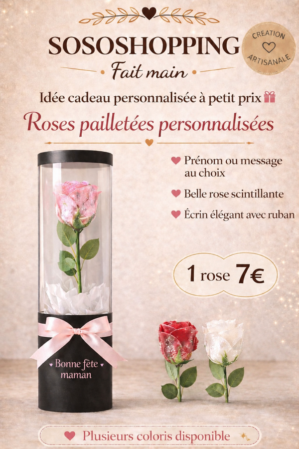 Rose pailletée