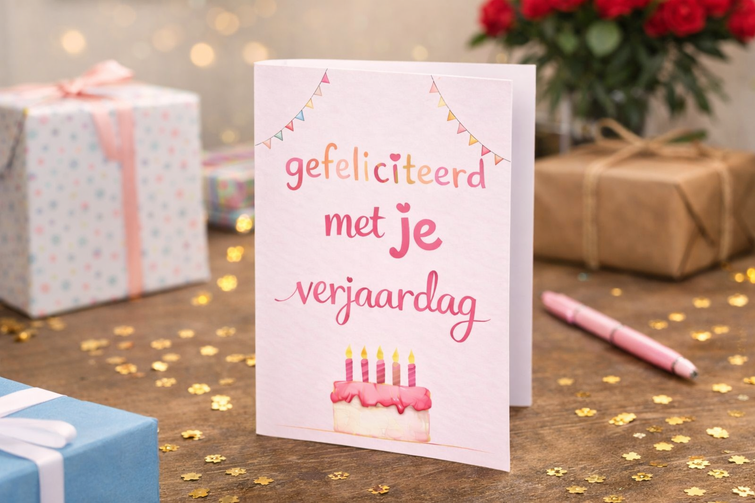 Gefeliciteerd roze