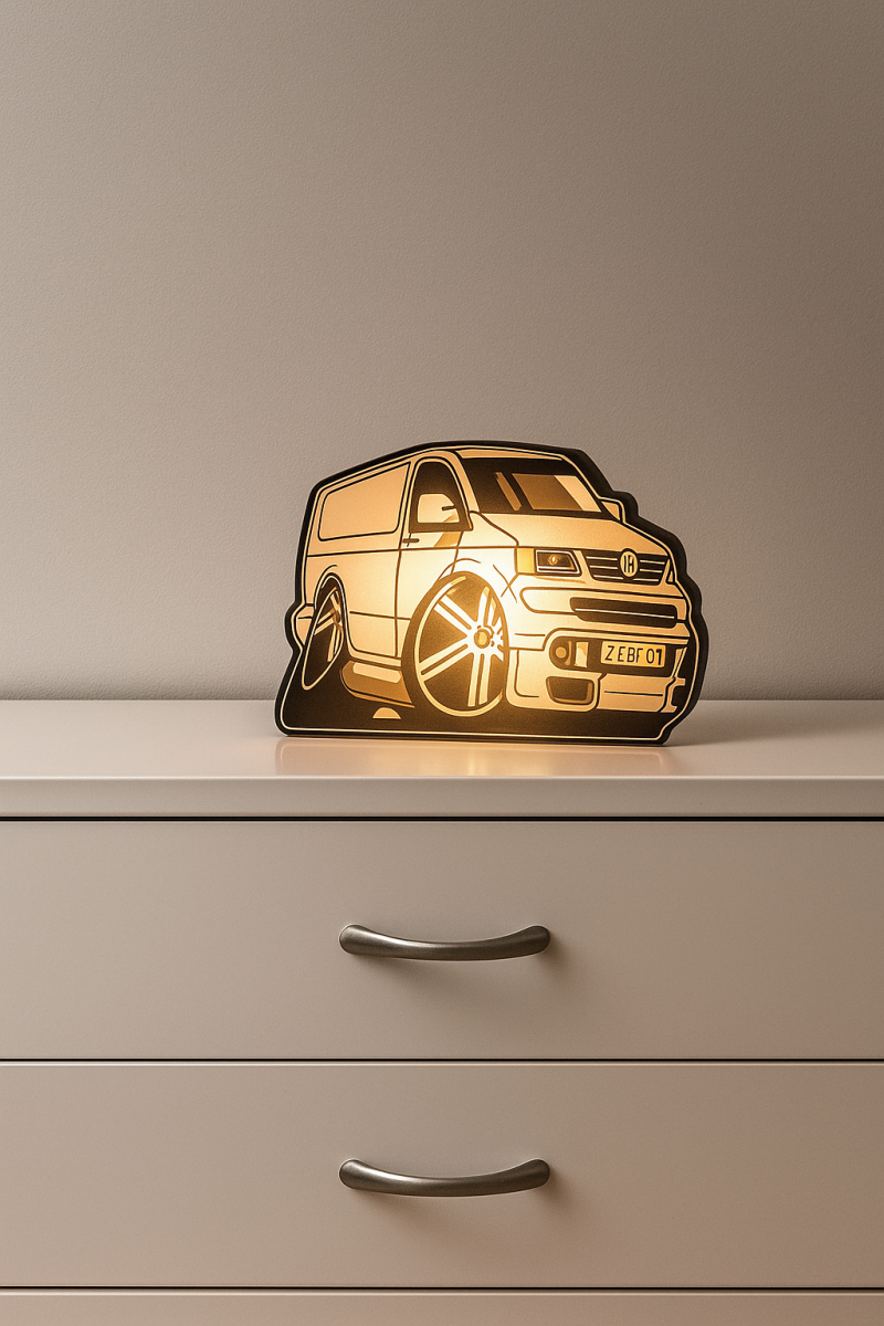 lichtbox van een gepimpte VW met nummerplaat 