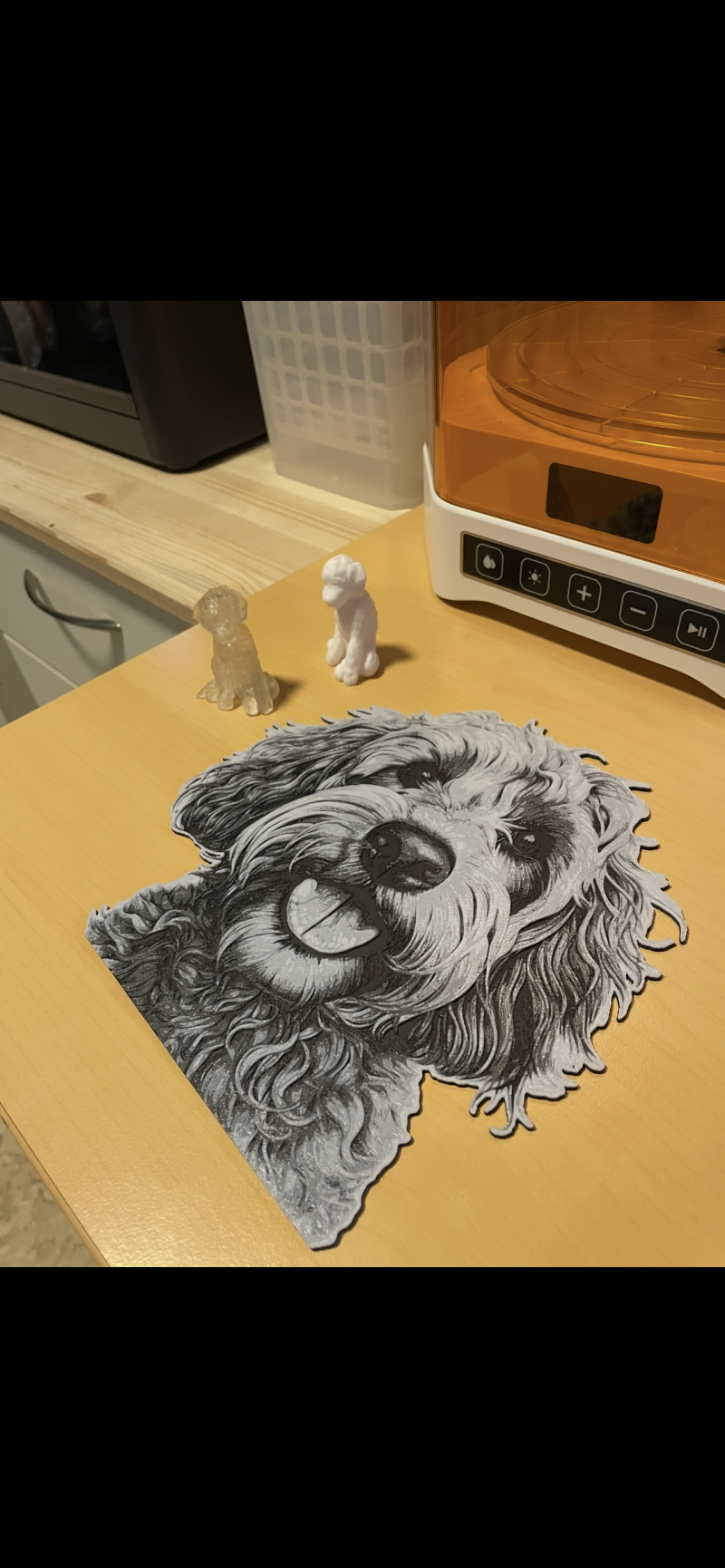 foto van hun hond voor op de slaapkamer deur