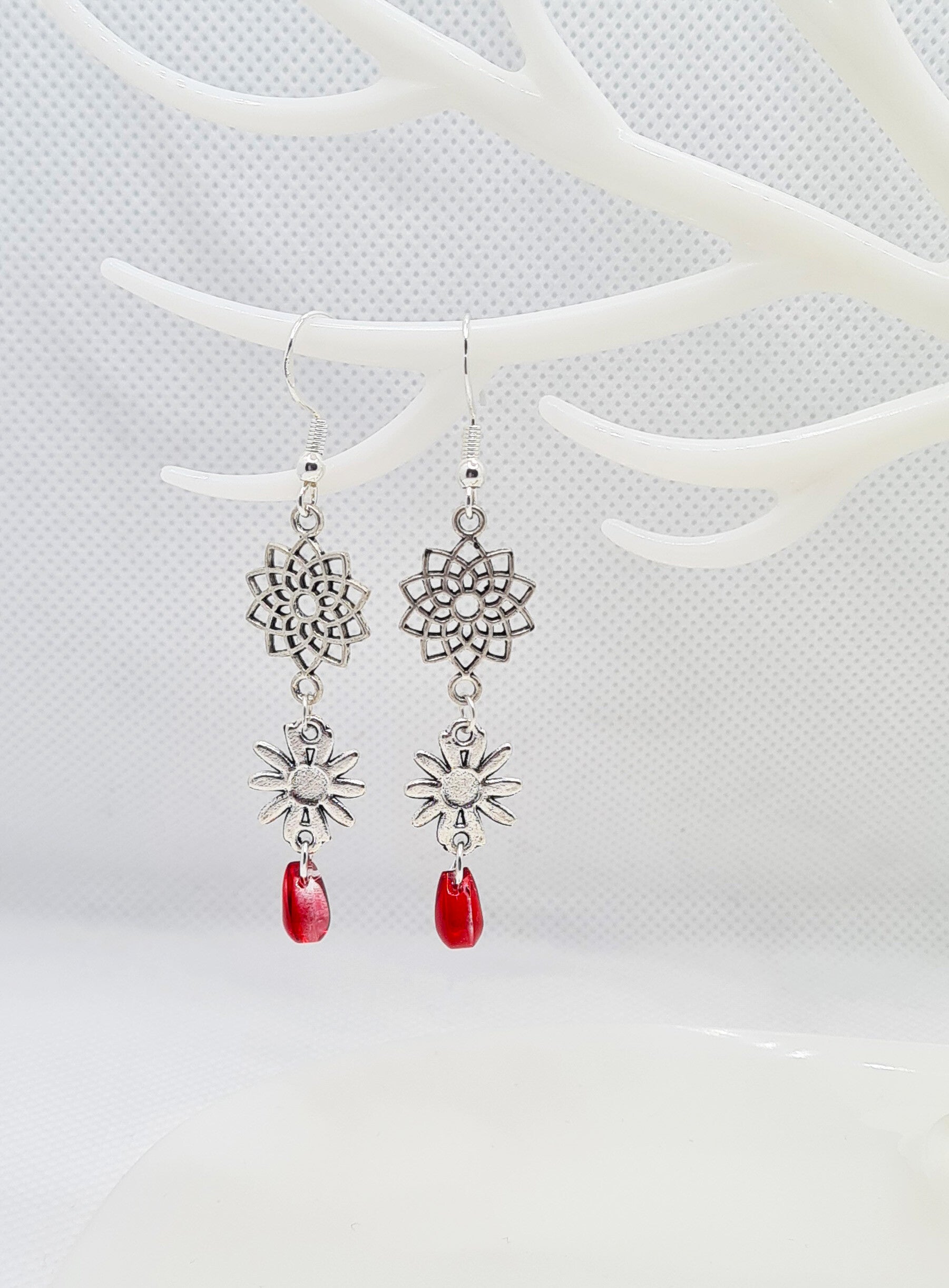 Orecchini Decorati con  Perline Colore  Rosso