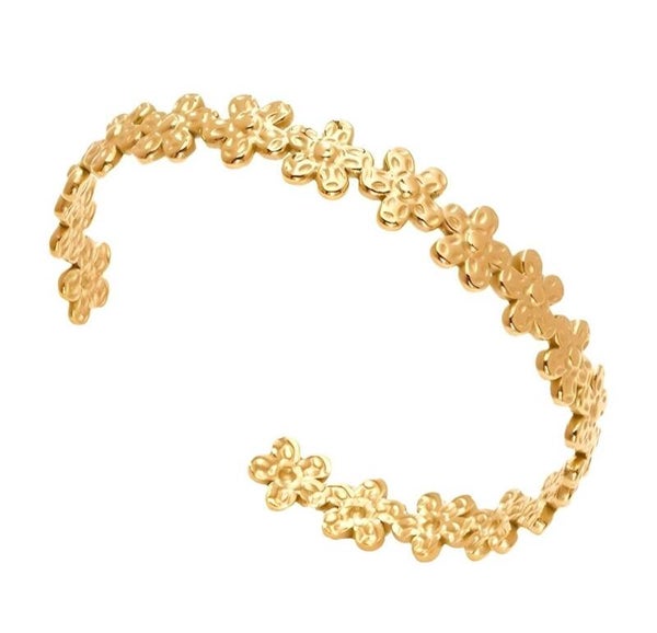 Bracciale "Fiori" in Acciaio Placcato Oro 18 Carati