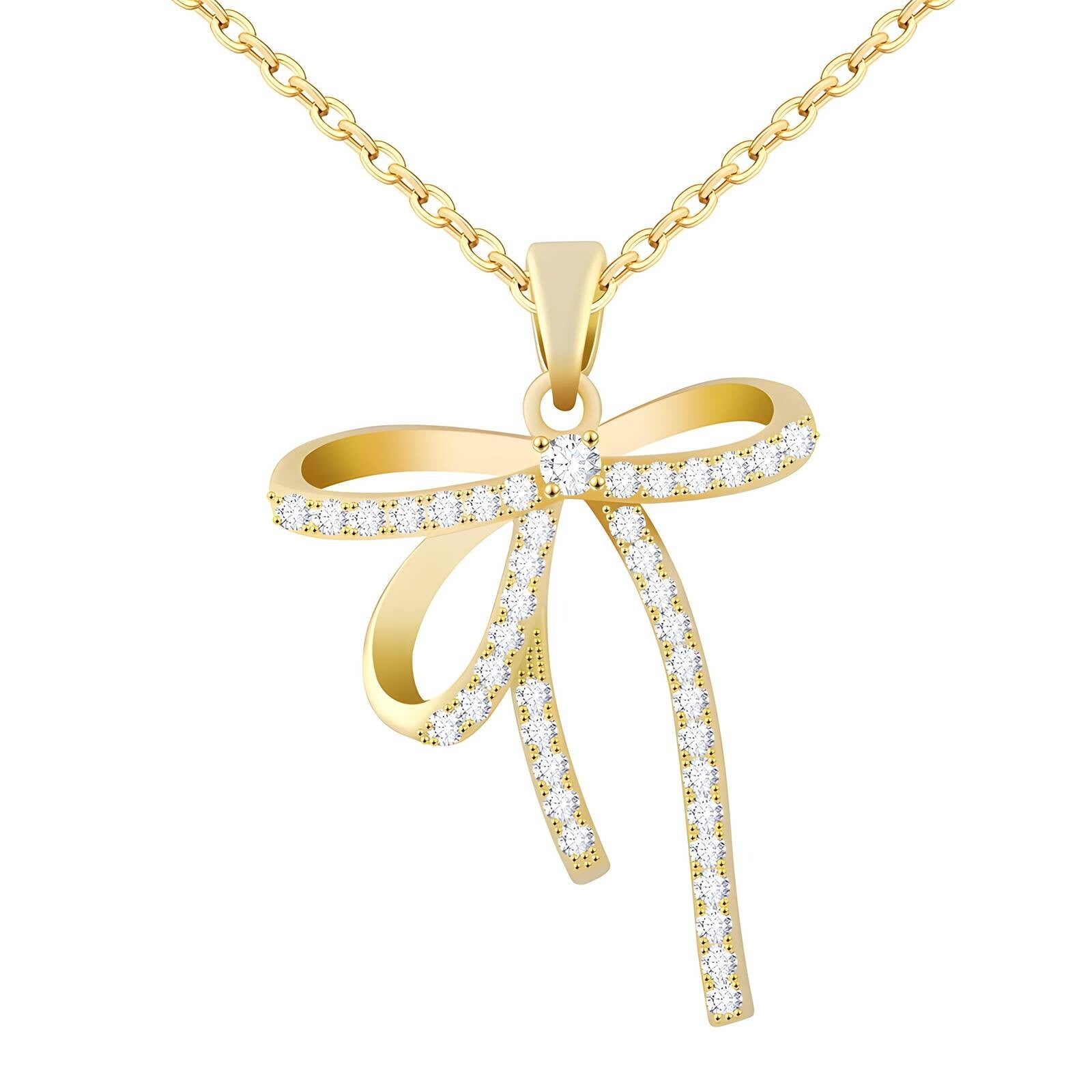 Collana " Fiocco" in Acciaio Placcato Oro 18 Carati con Zirconi cubici inseriti