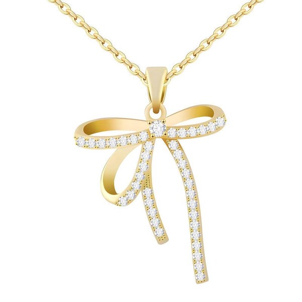 Collana " Fiocco" in Acciaio Placcato Oro 18 Carati con Zirconi cubici inseriti