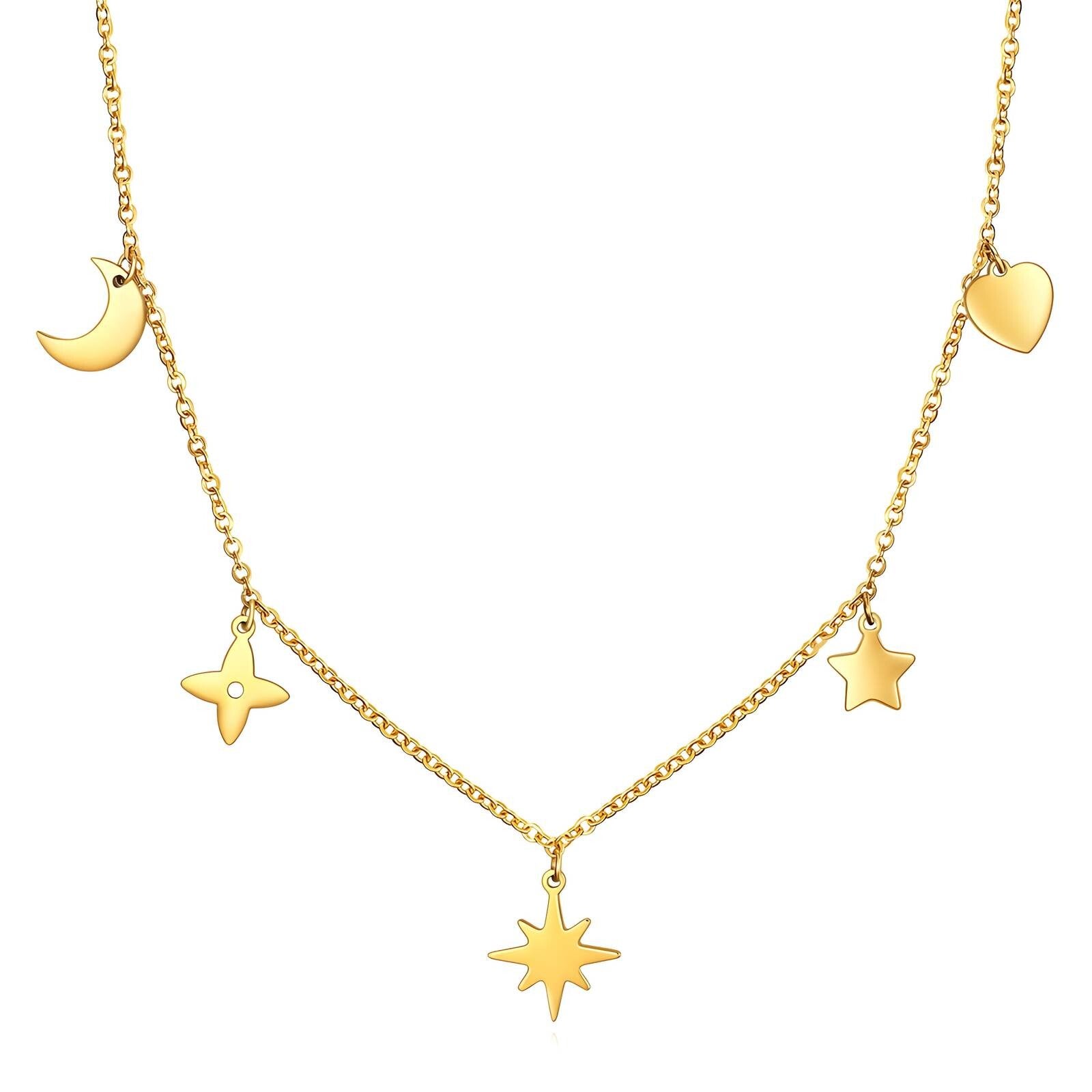 Collana "Stelle" in Acciaio Placcato Oro 18 Carati