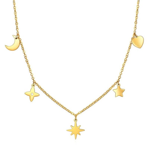 Collana "Stelle" in Acciaio Placcato Oro 18 Carati